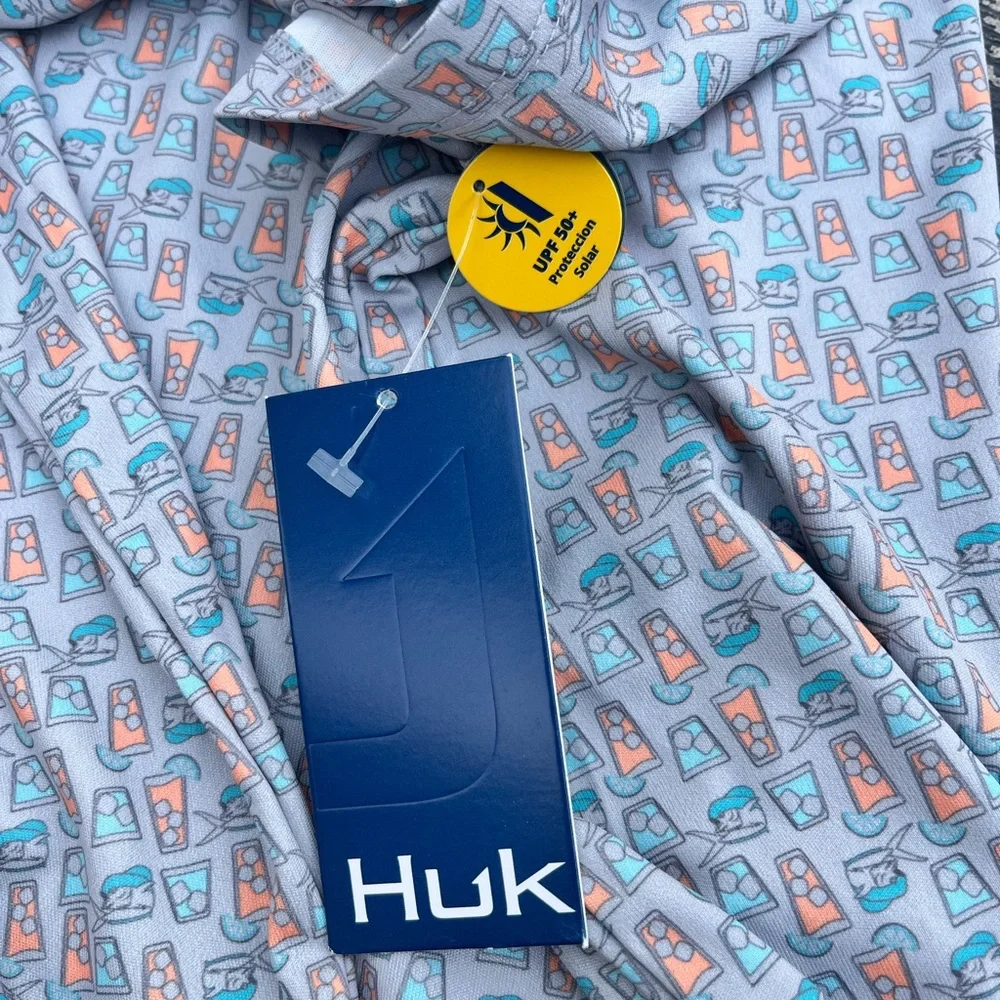 HUK Men’s Polo Shirt Drink Glasses Print Size XL - Picture 4 of 6